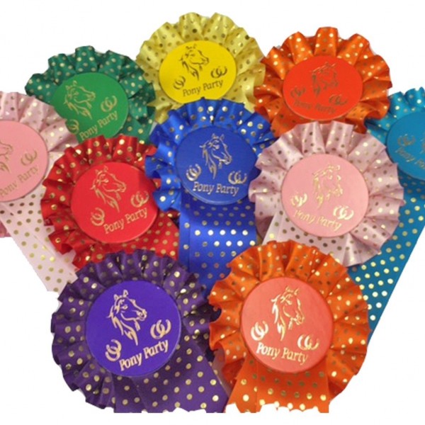 *Gold Spotted Polka Dot Rosettes WELL DONE*  Pack of 10  Mixed Colours 